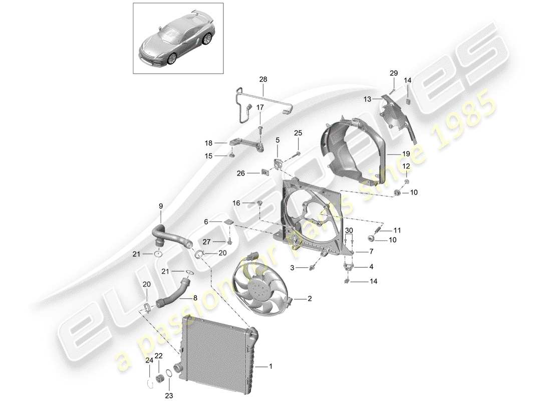 porsche 2016 water cooling 2 part diagram