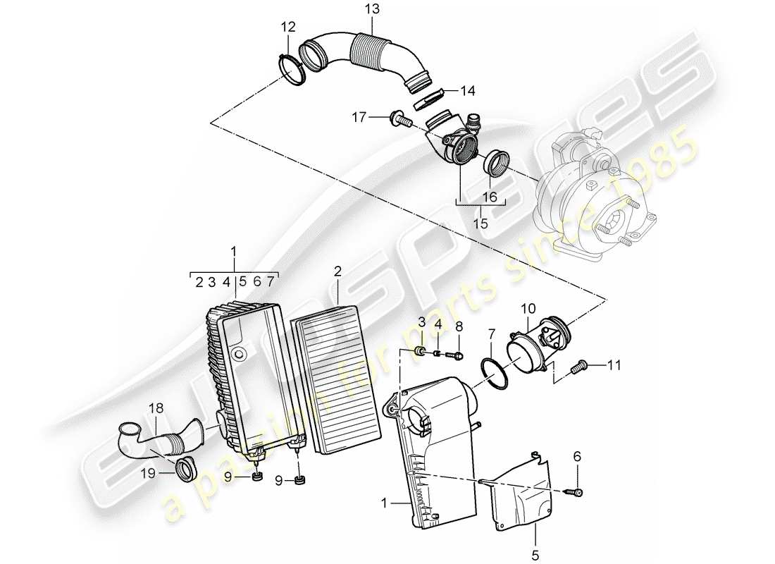 porsche cayenne (2008) air cleaner system part diagram