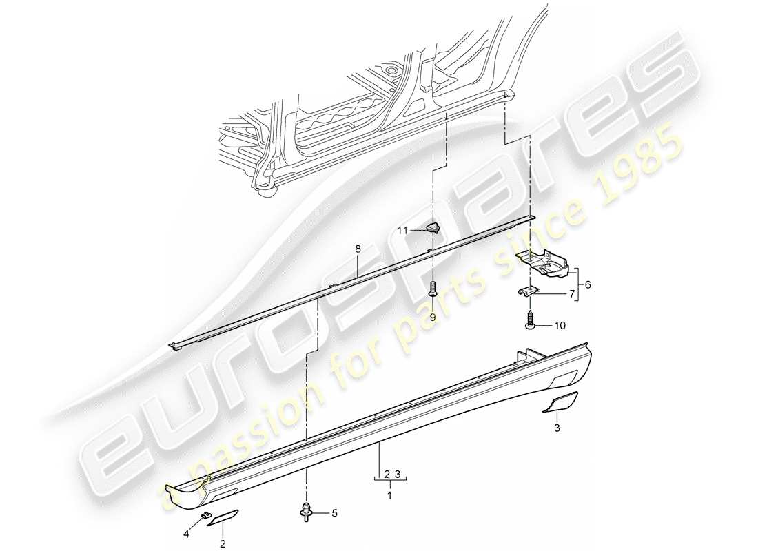 porsche cayenne (2009) trims part diagram