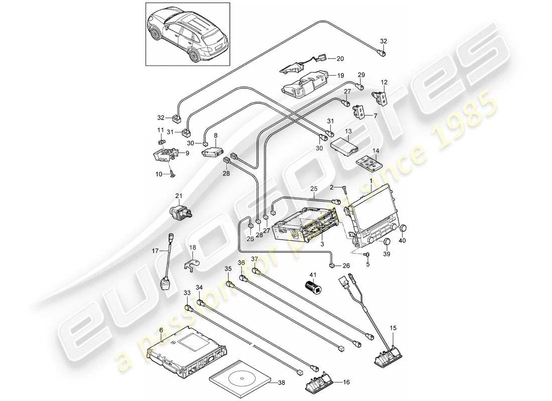 porsche cayenne e2 (2018) operating unit part diagram