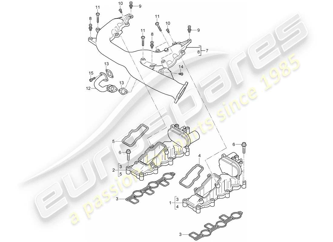 porsche cayenne (2007) intake manifold parts diagram