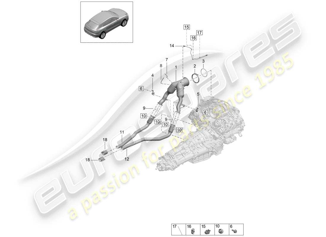 porsche macan (2020) catalyst part diagram