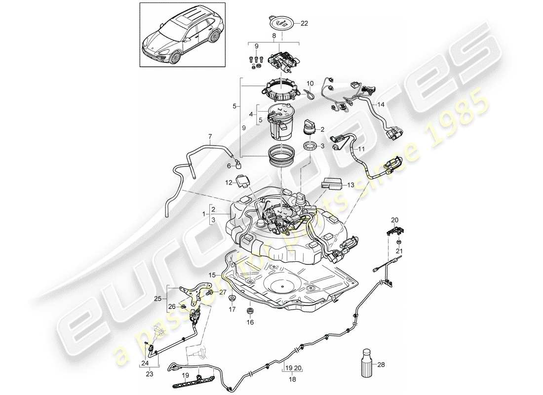 porsche cayenne e2 (2018) ex. emission control system part diagram