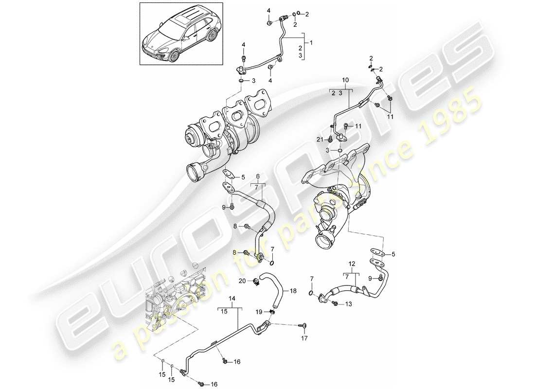 porsche cayenne e2 (2018) oil pipe part diagram