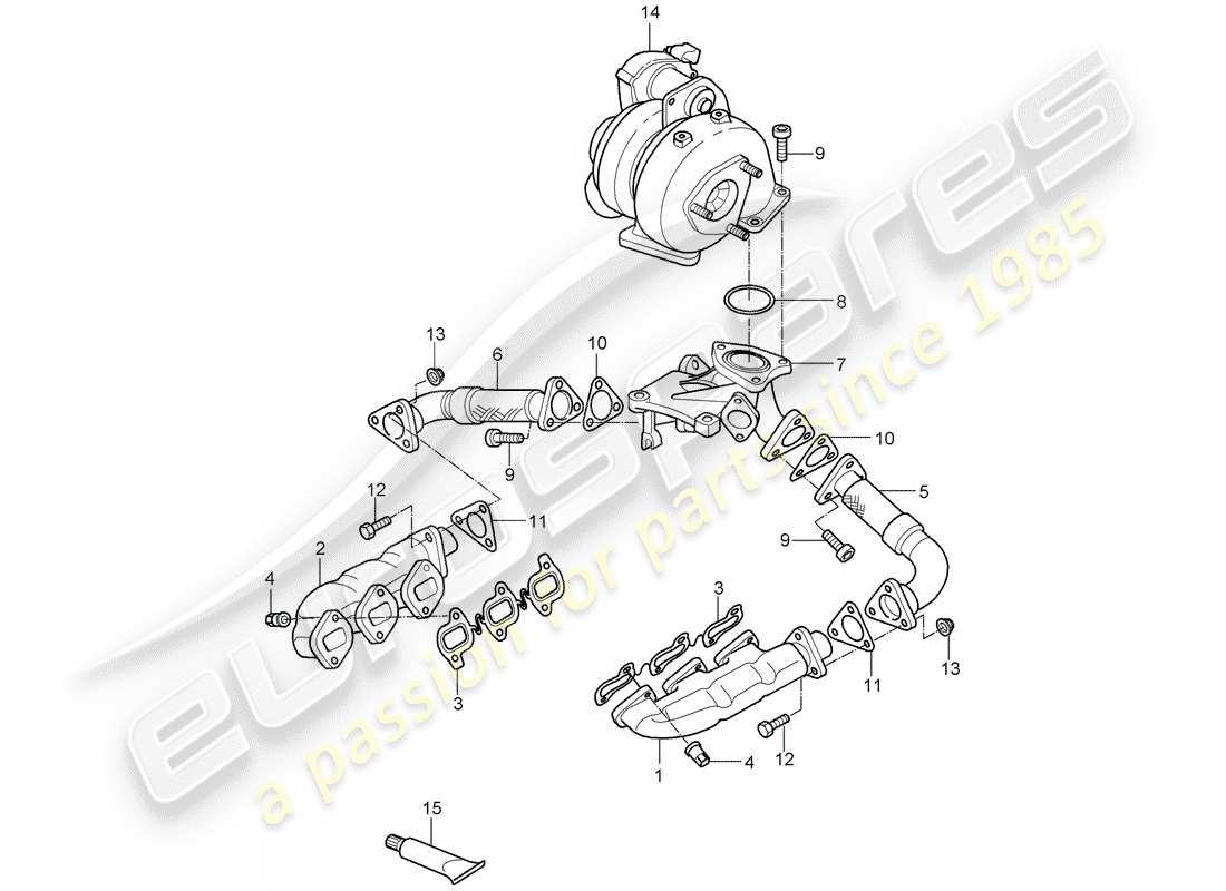 porsche cayenne (2009) exhaust system part diagram