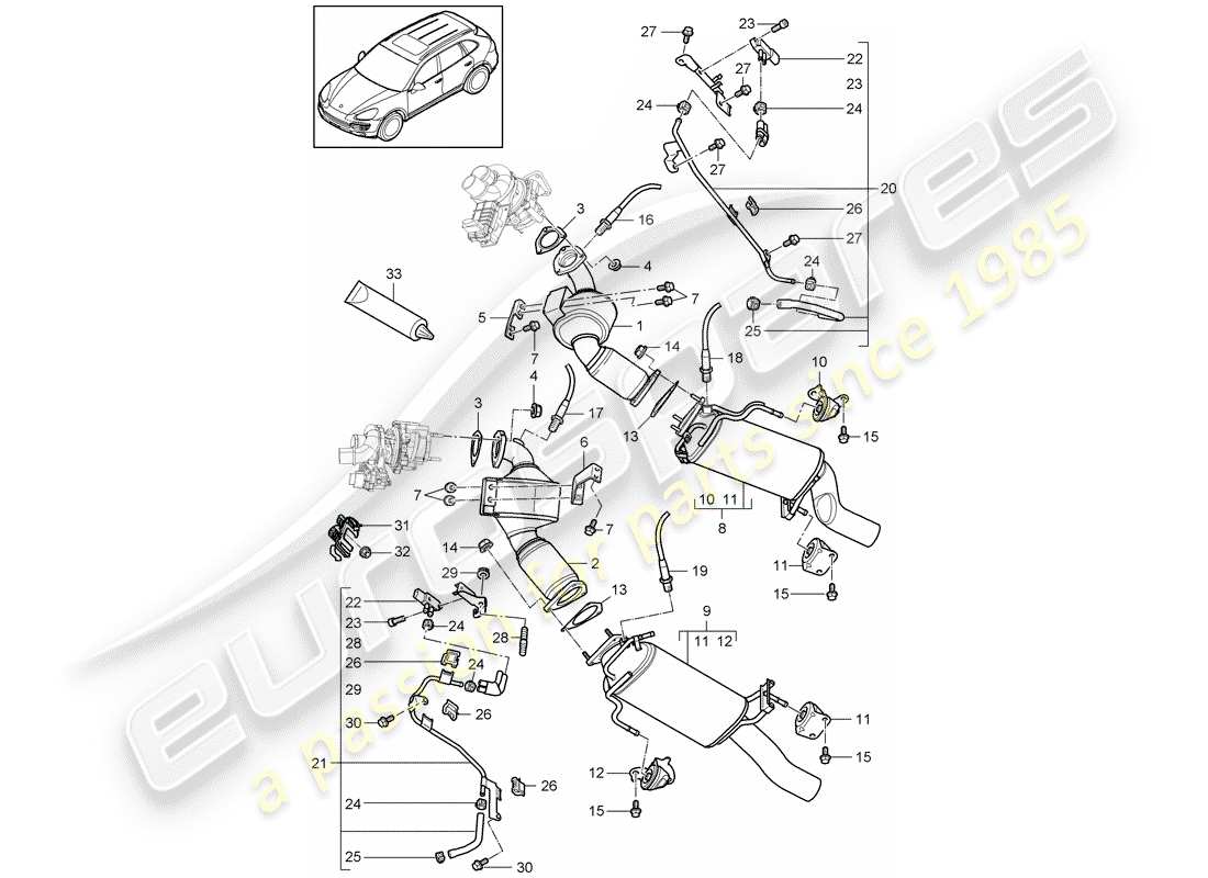 porsche cayenne e2 (2012) exhaust system part diagram