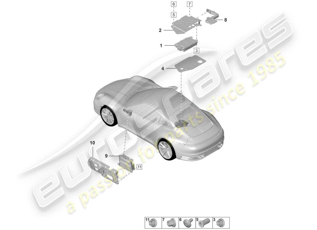 porsche 992 (2020) amplifier part diagram