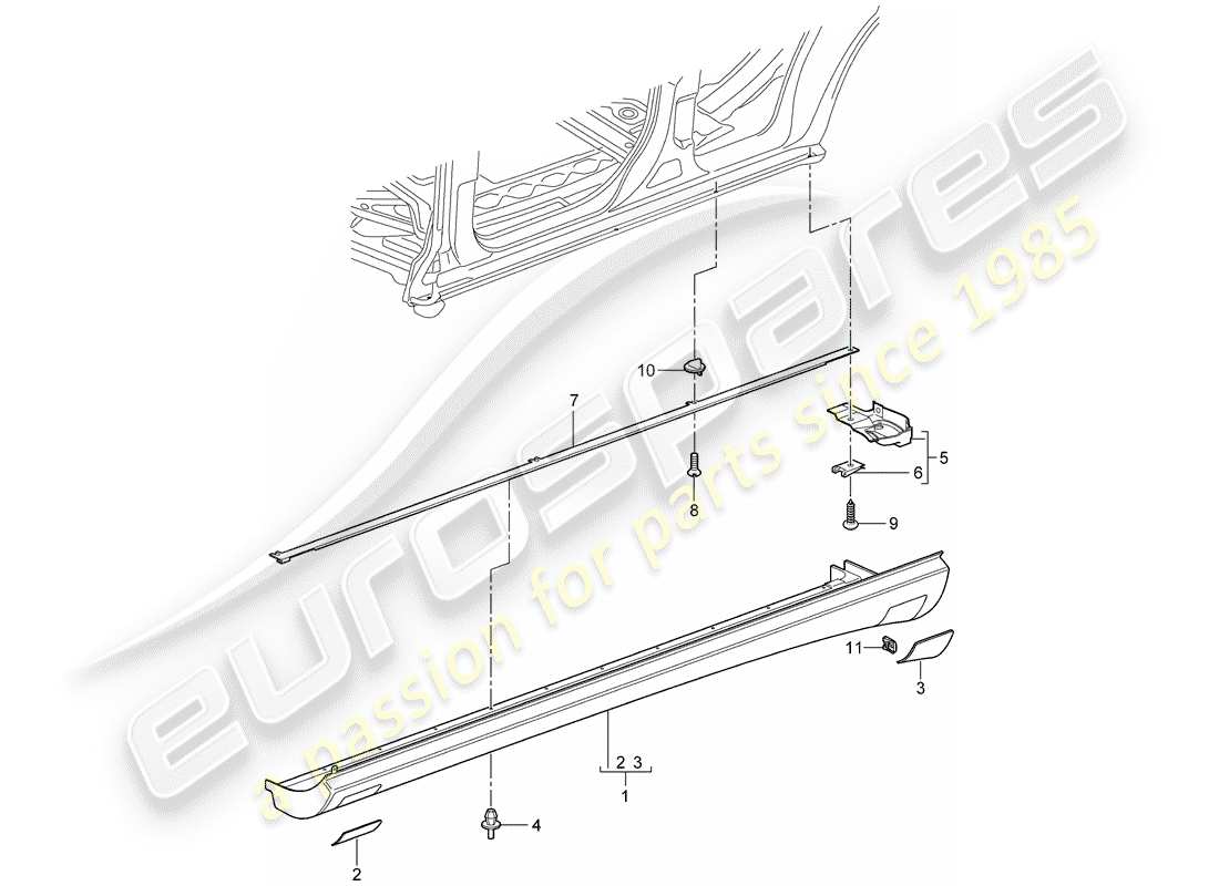 porsche cayenne (2003) trims part diagram