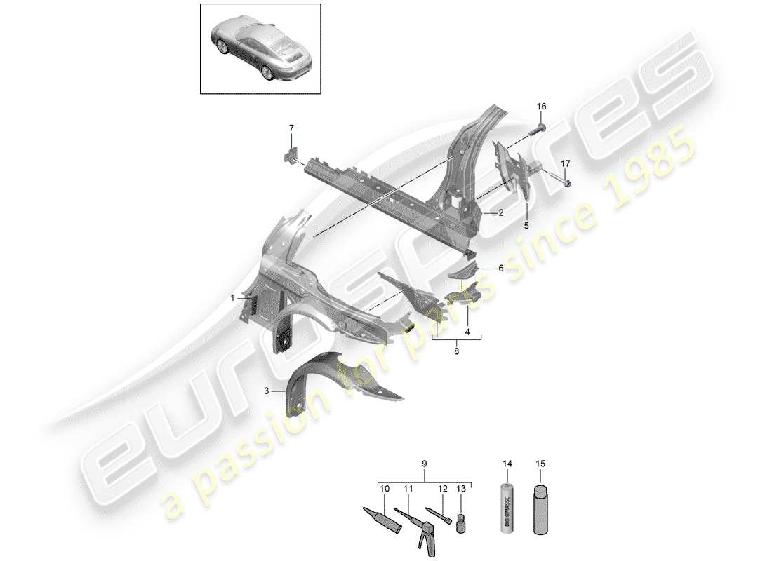 porsche 991 gen. 2 (2019) side panel part diagram