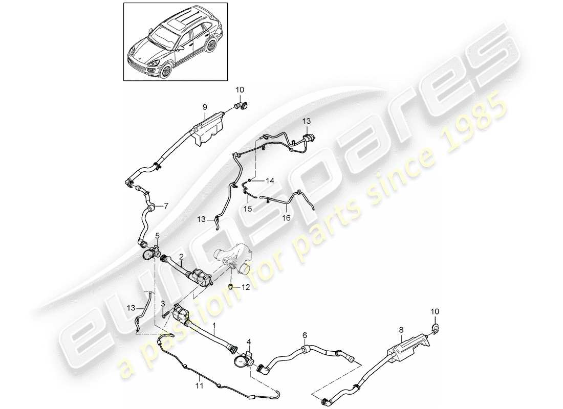 porsche cayenne e2 (2013) charge air cooler part diagram