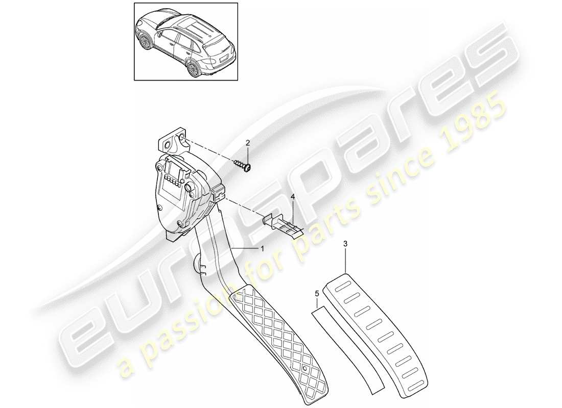 porsche cayenne e2 (2018) pedals part diagram