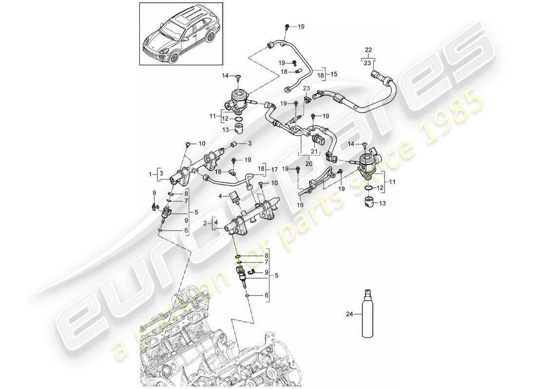 porsche cayenne e2 (2013) fuel collection pipe part diagram