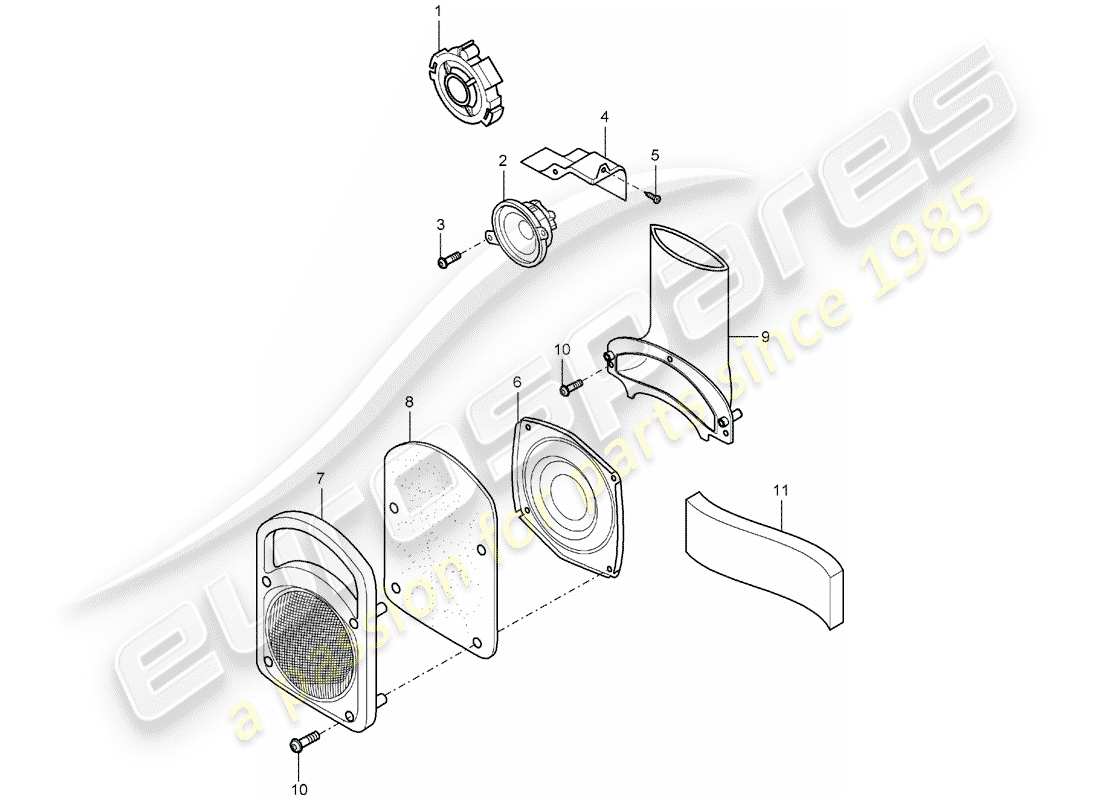 porsche carrera gt (2004) loudspeaker parts diagram