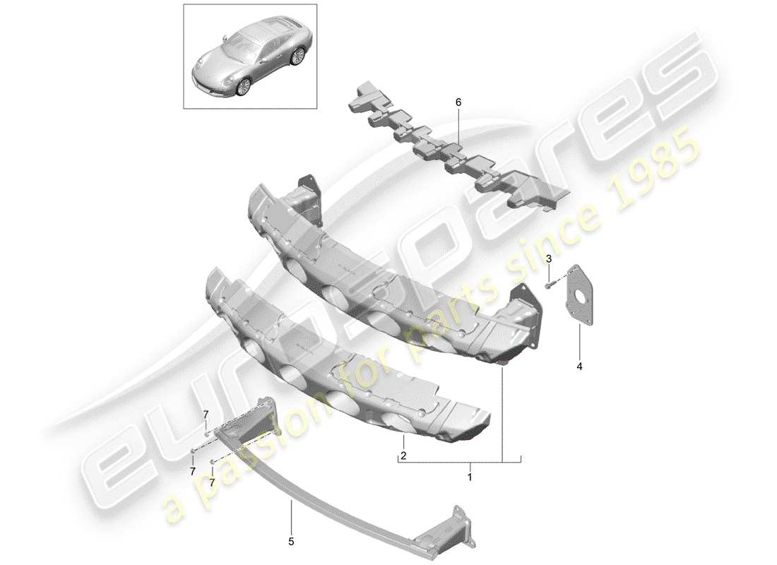 porsche 991 gen. 2 (2018) bumper bracket part diagram