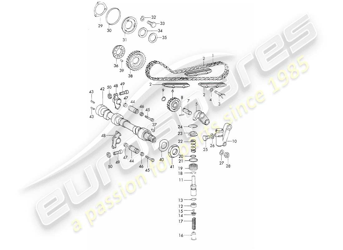 porsche 911 (1971) valve control - repair set for maintenance - tensioner - chain - see illustration: part diagram