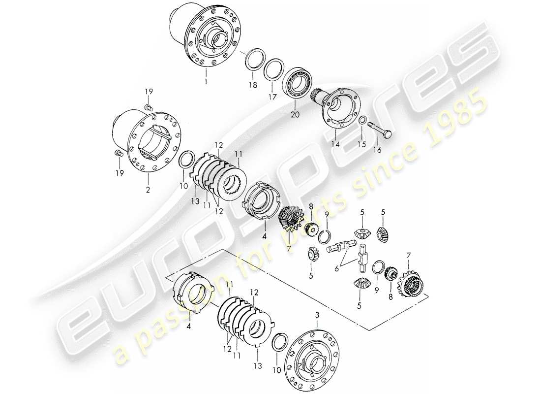 porsche 911 (1973) limited slip differential part diagram