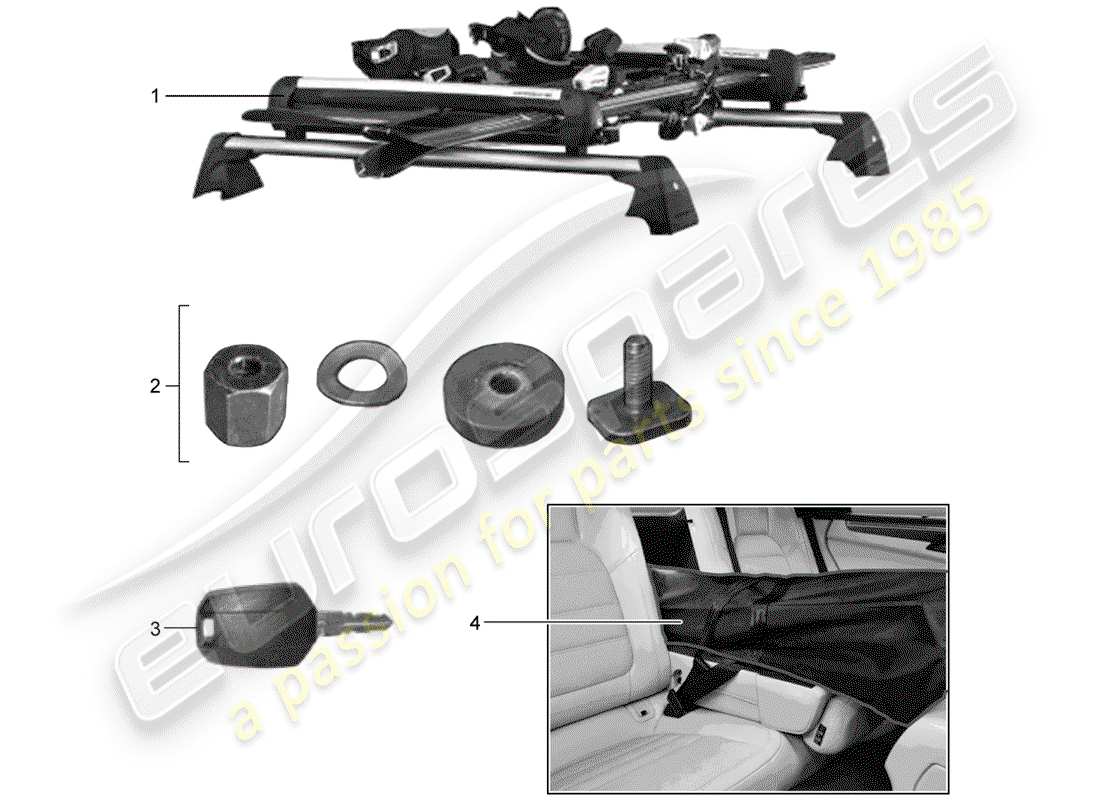 porsche tequipment macan (2020) ski holder part diagram