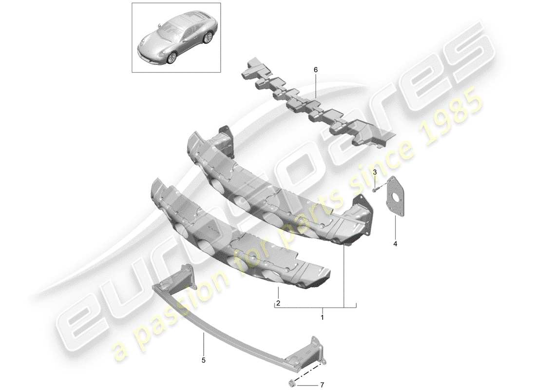 porsche 991 gen. 2 (2018) bumper bracket parts diagram