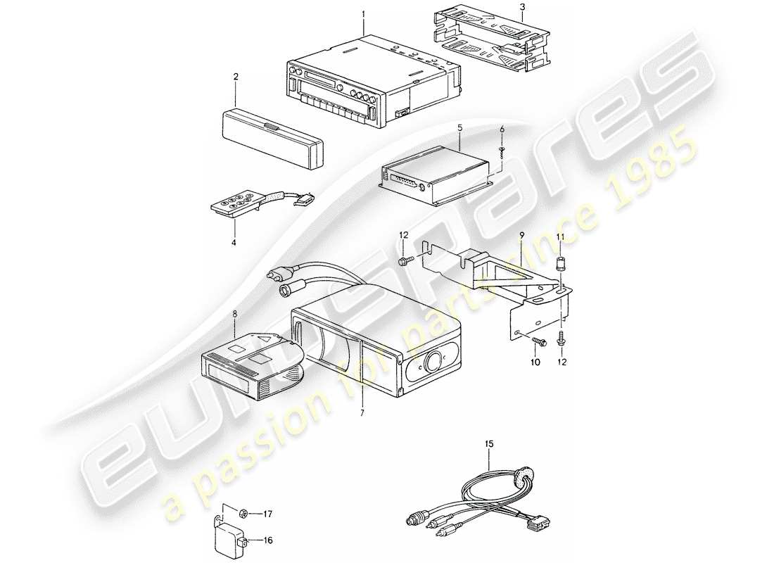 porsche 993 (1998) radio unit - amplifier - f 99-ts371 090>> - d - mj 1996>> part diagram