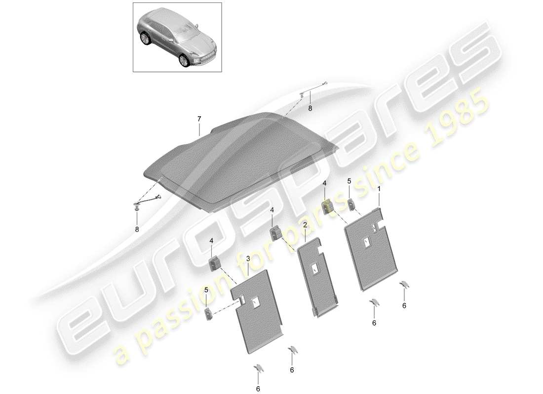 porsche macan (2020) lining part diagram