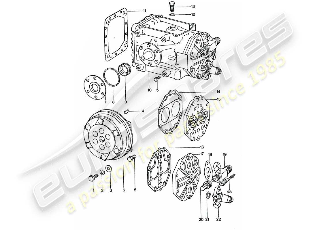 porsche 911 turbo (1977) air conditioner - compressor part diagram