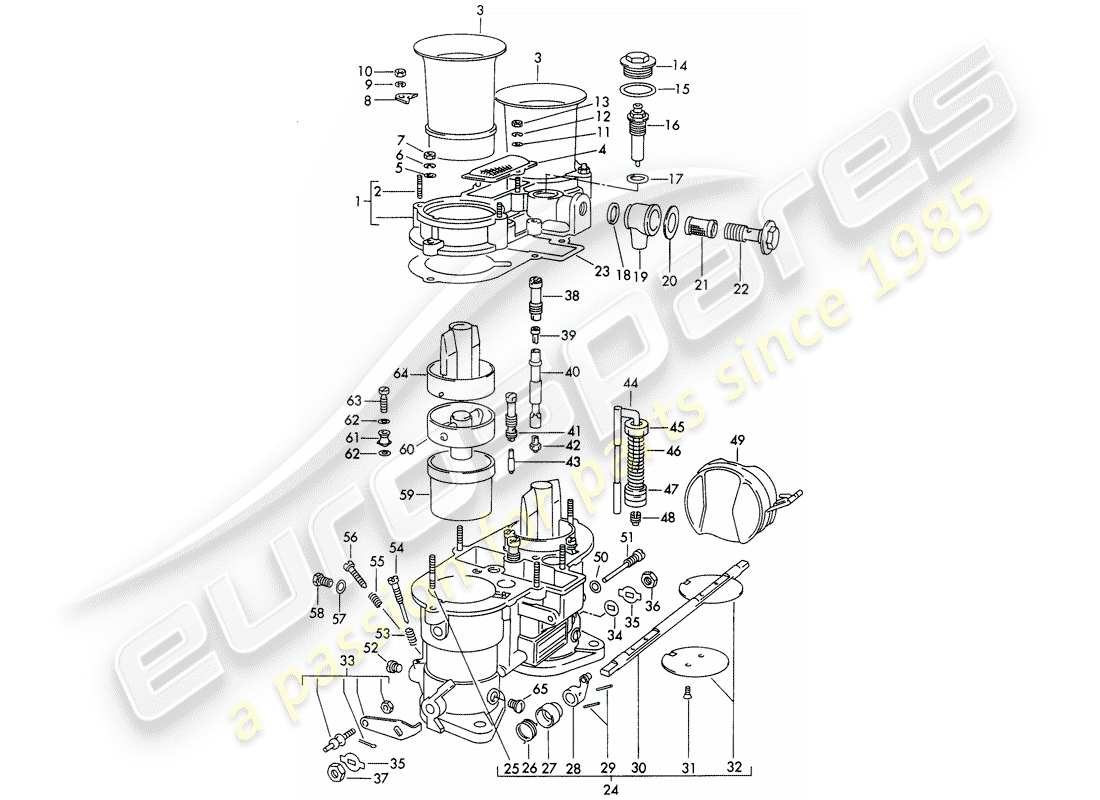 porsche 356b/356c (1961) single parts - for - carburetor - weber 46 idm 2 part diagram