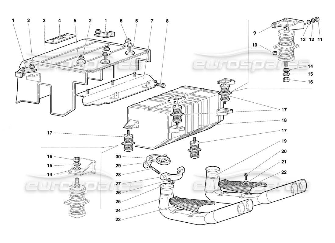 lamborghini diablo se30 (1995) exhaust system part diagram