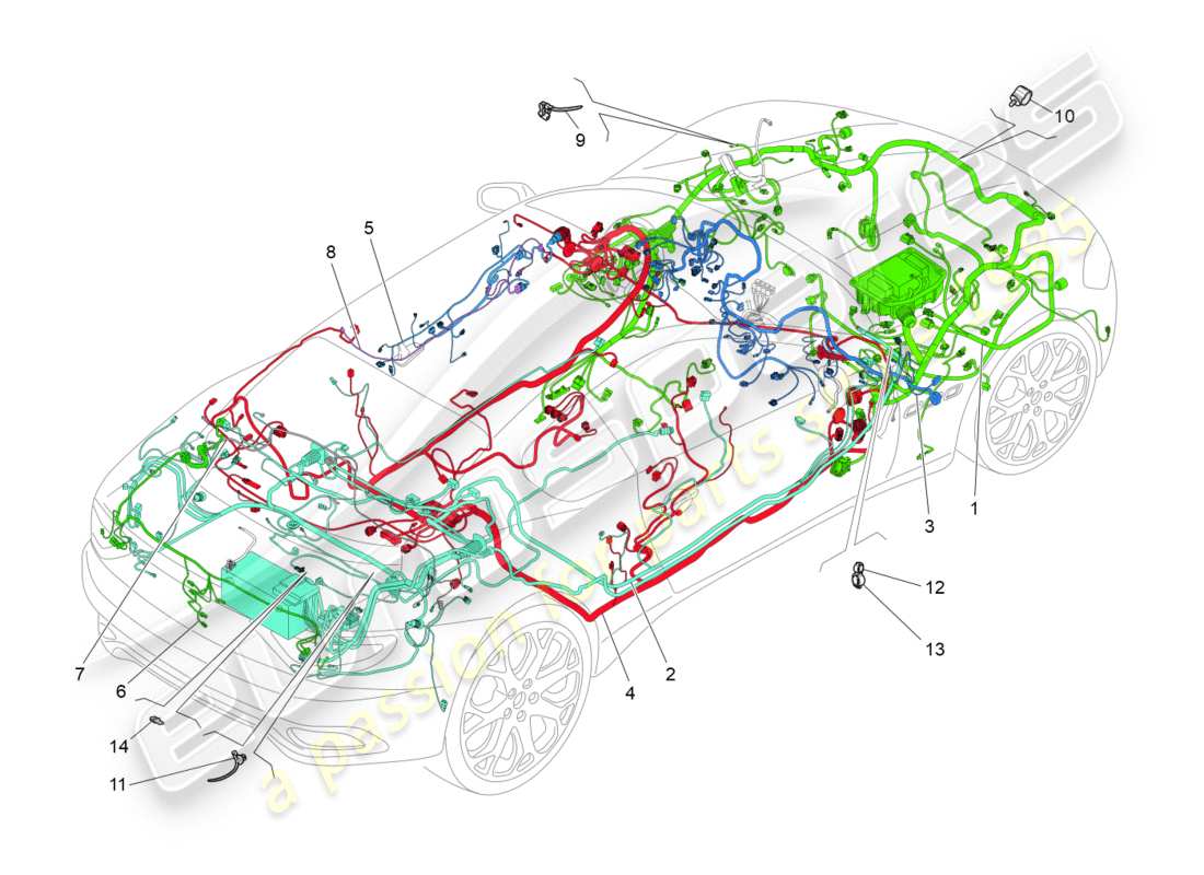 maserati granturismo (2013) main wiring part diagram