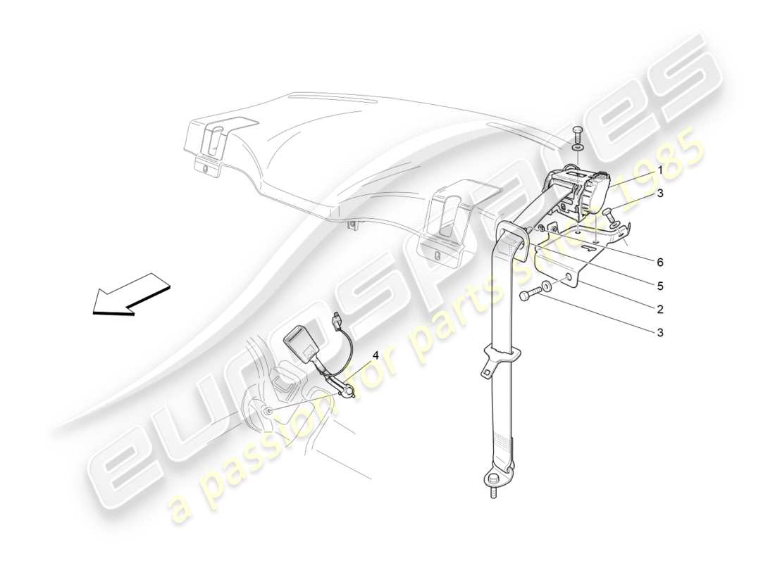 maserati granturismo (2016) rear seat belts part diagram