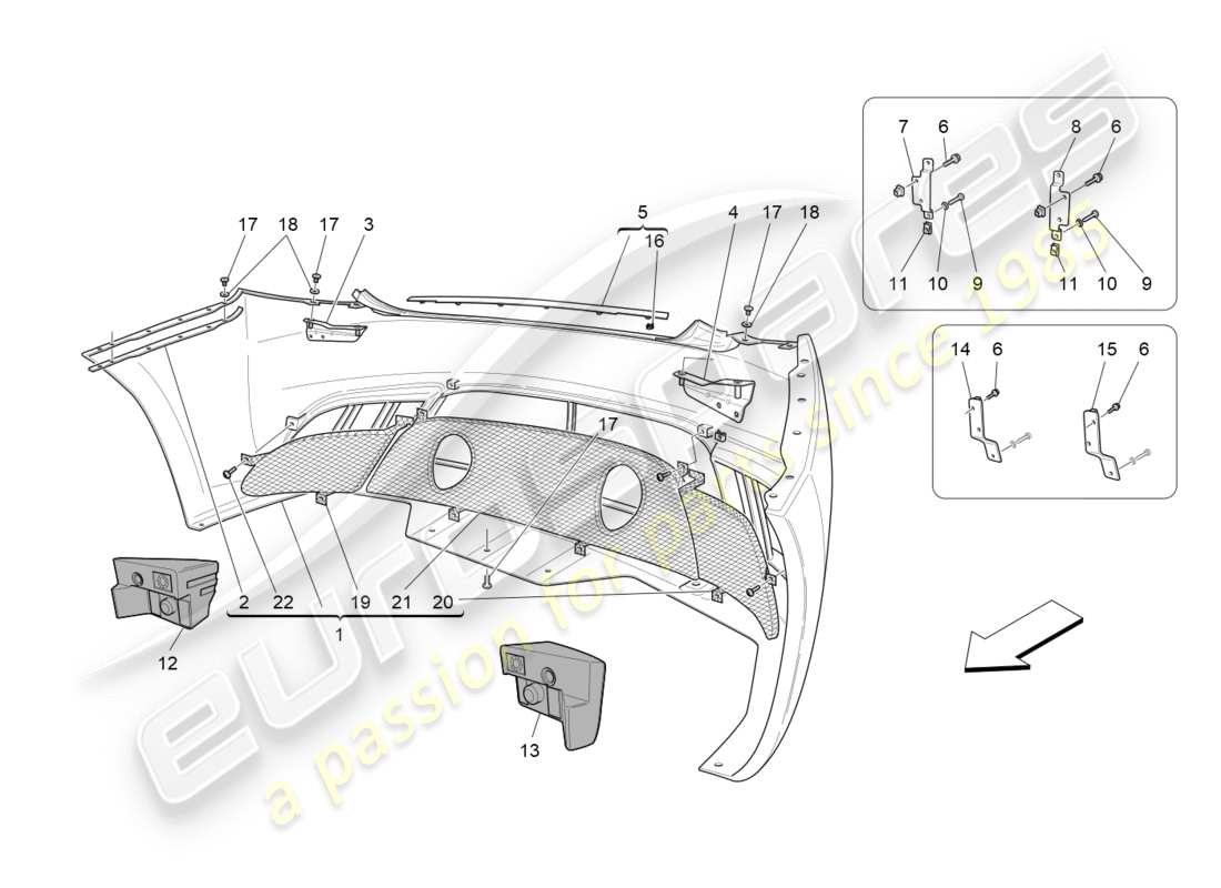 maserati qtp 3.0 tds v6 275hp (2015) rear bumper part diagram