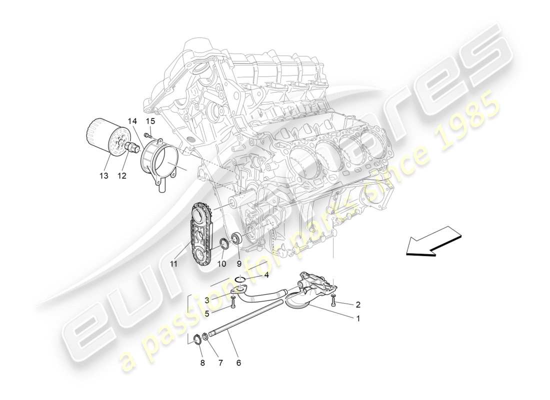 maserati granturismo (2011) lubrication system: pump and filter part diagram