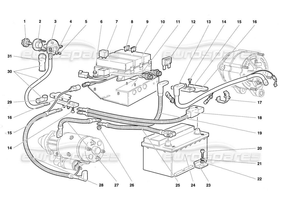 lamborghini diablo se30 (1995) electrical system part diagram