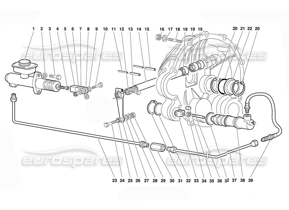 lamborghini diablo (1991) clutch control levers parts diagram