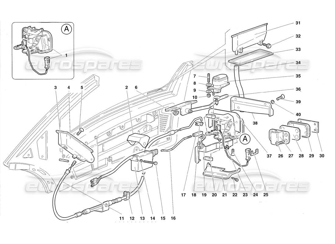 lamborghini diablo roadster (1998) doors parts diagram