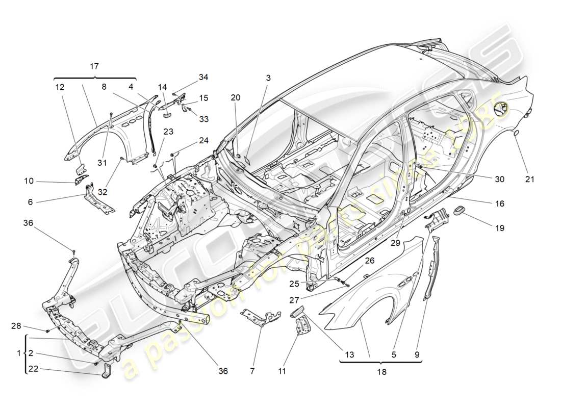 maserati qtp 3.0 tds v6 275hp (2015) bodywork and front outer trim panels part diagram