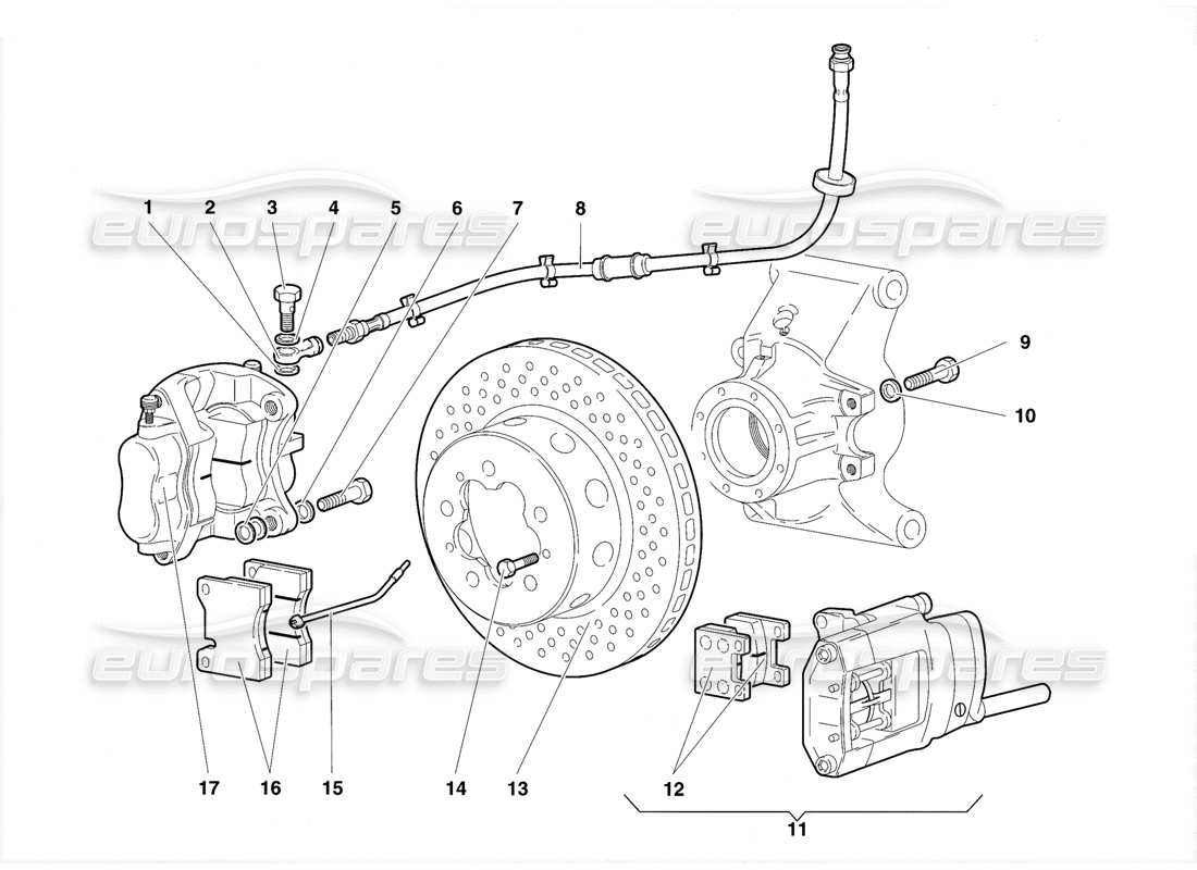 lamborghini diablo se30 (1995) rear brakes parts diagram