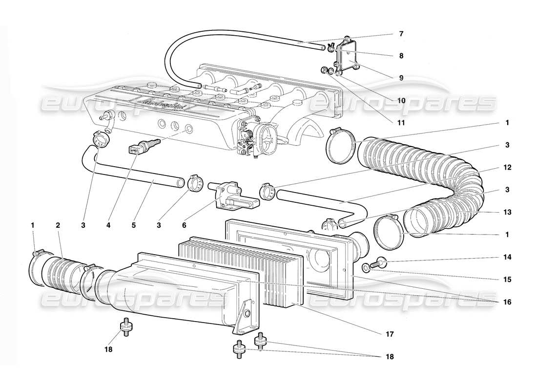 lamborghini diablo se30 (1995) air filters parts diagram