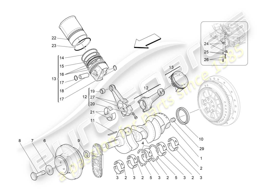 maserati granturismo s (2019) crank mechanism parts diagram