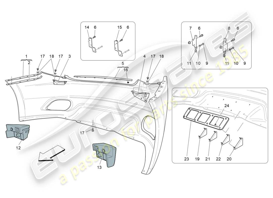 maserati granturismo (2013) rear bumper part diagram