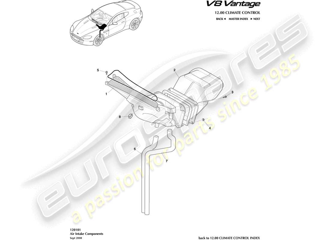 aston martin v8 vantage (2016) air intake ducts part diagram