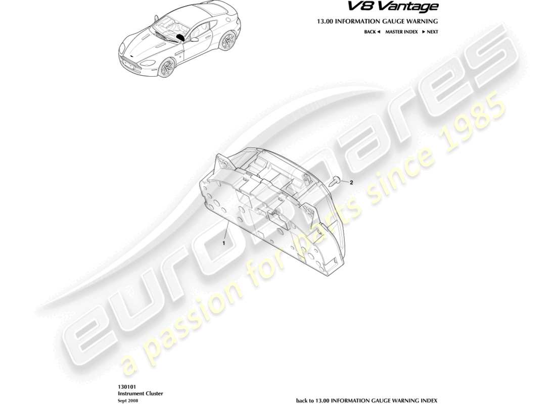 aston martin v8 vantage (2016) instrument cluster part diagram