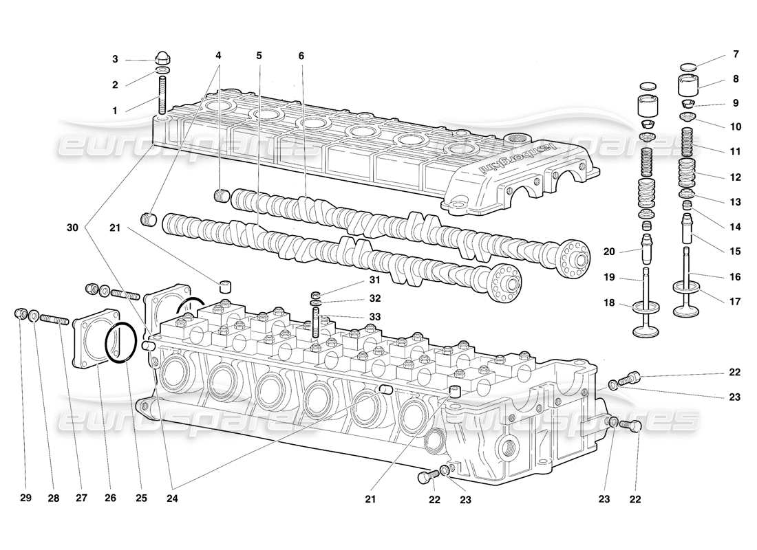 lamborghini diablo sv (1997) left cylinder head part diagram