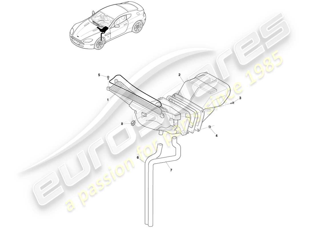 aston martin v8 vantage (2007) air intake ducts part diagram