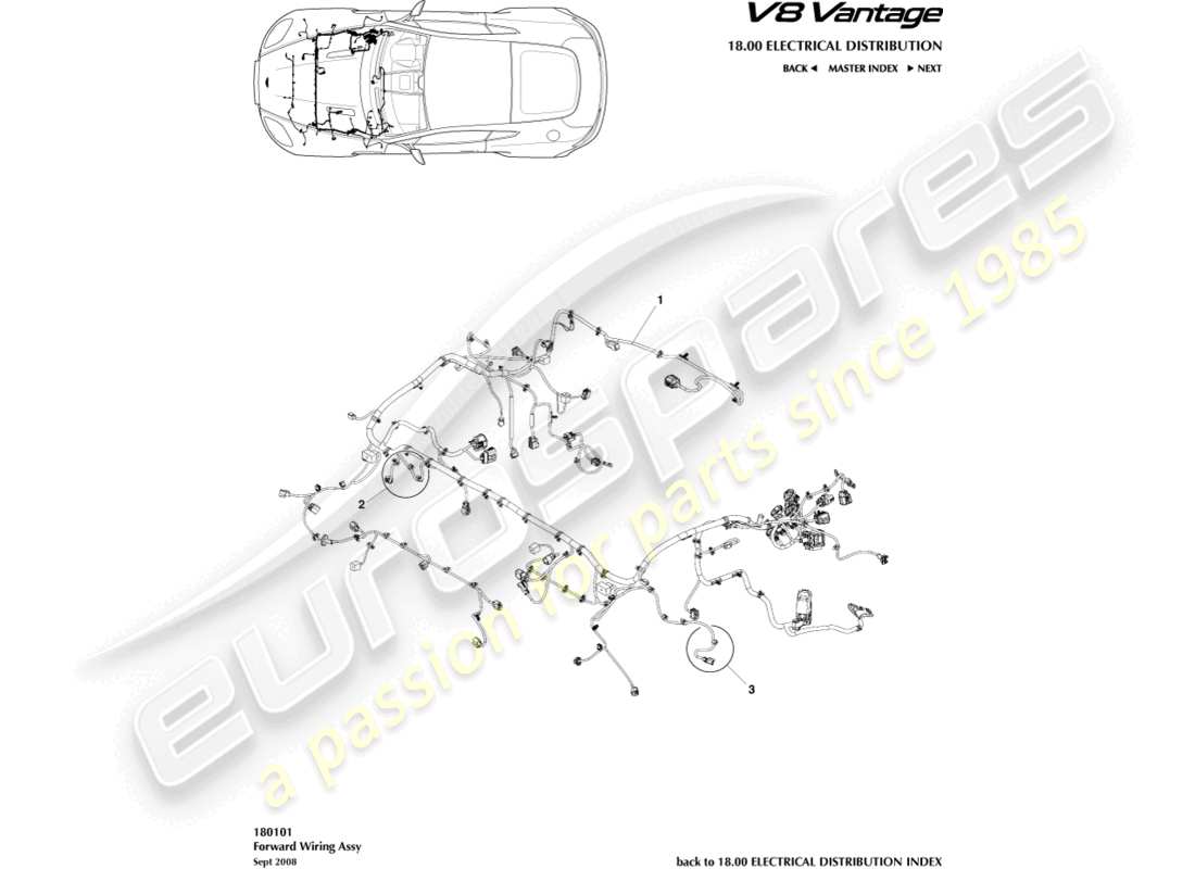 aston martin v8 vantage (2008) engine bay harness part diagram