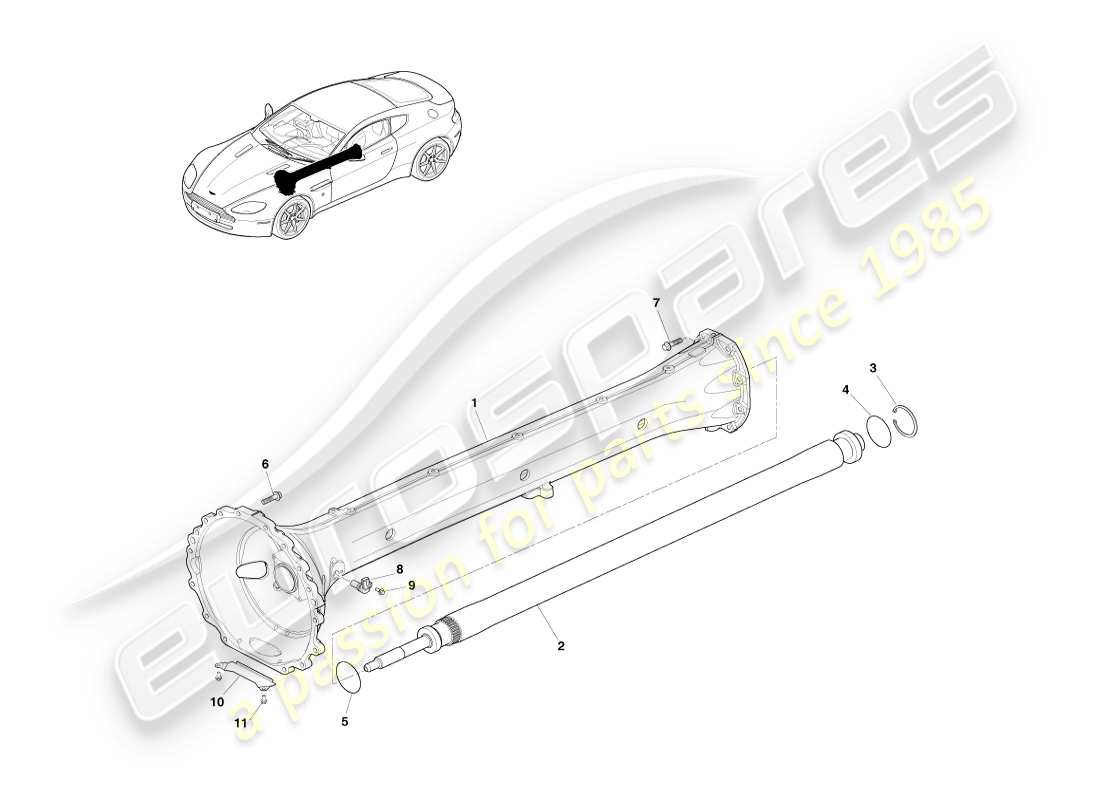 aston martin v8 vantage (2005) driveshaft assembly part diagram