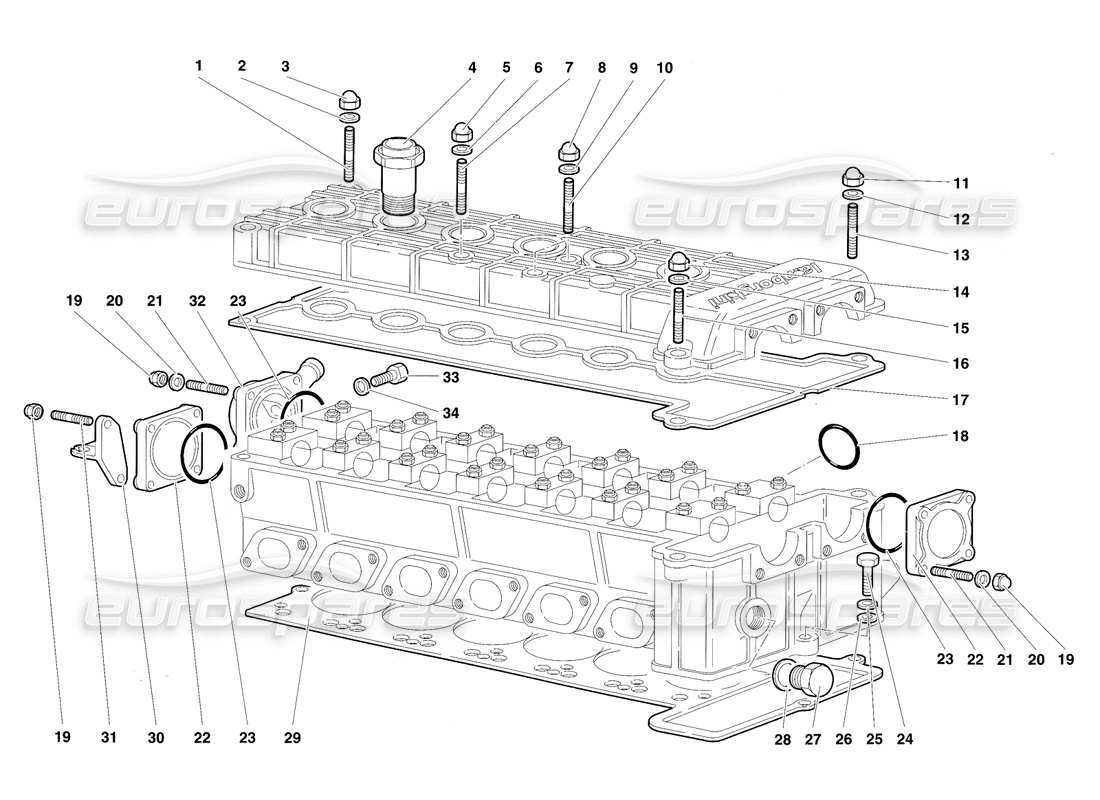 lamborghini diablo sv (1997) accessories for right cylinder head part diagram