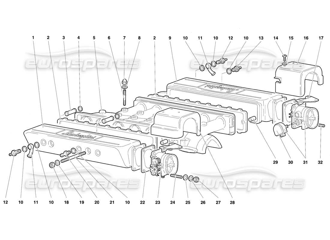 lamborghini diablo se30 (1995) intake manifold part diagram