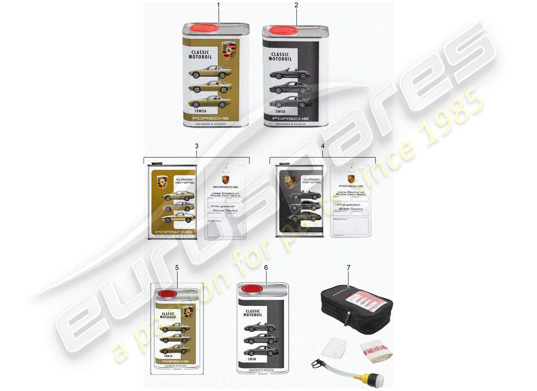 a part diagram from the porsche classic accessories (2017) parts catalogue