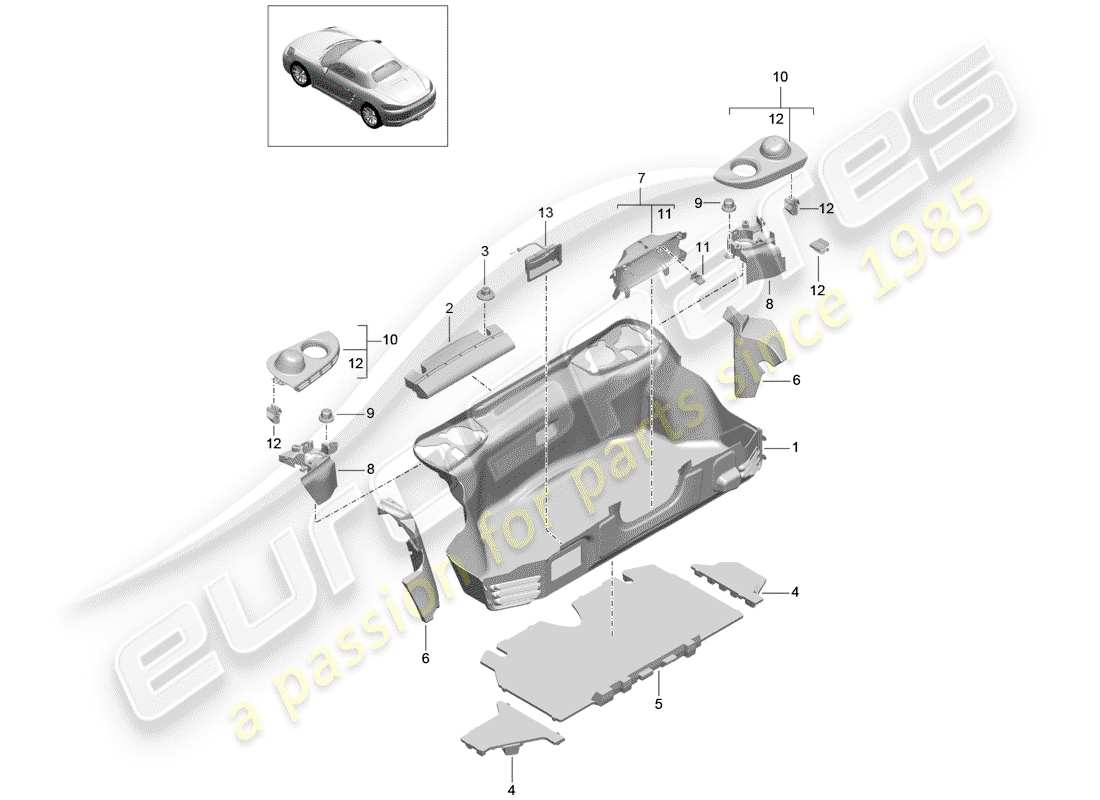 a part diagram from the porsche 718 boxster (2020) parts catalogue