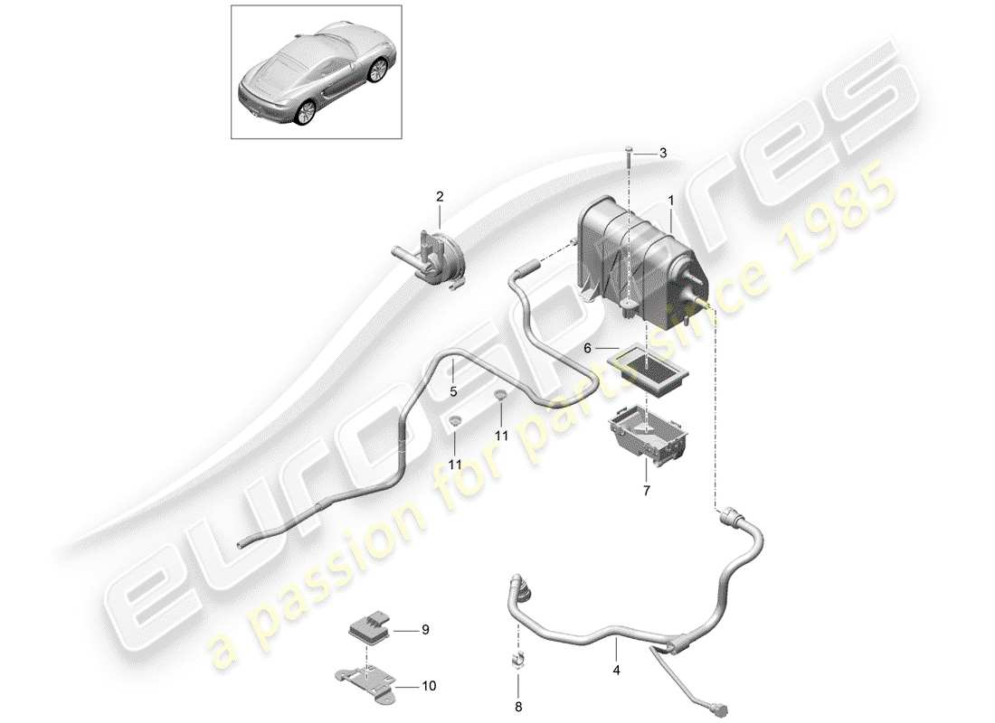 a part diagram from the porsche cayman 981 parts catalogue